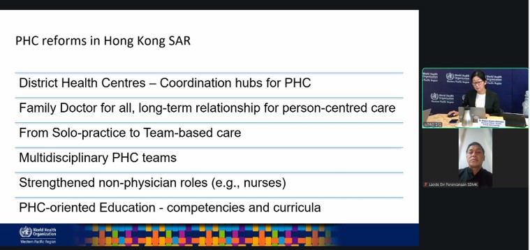Screenshot of the WPRO webinar session with participants