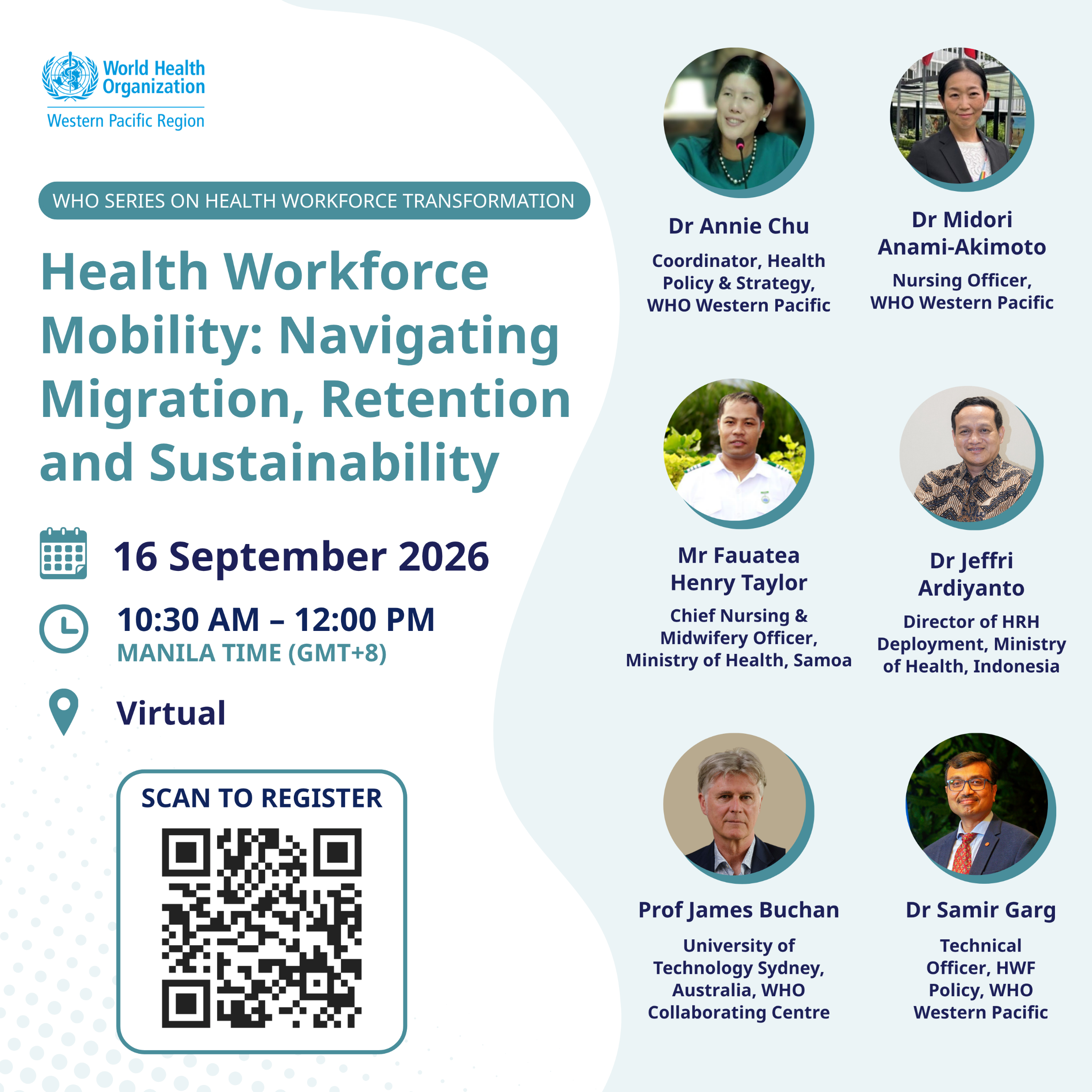 WPRO Webinar promotional poster - Building Health Workforce for PHC, 24 April 2026